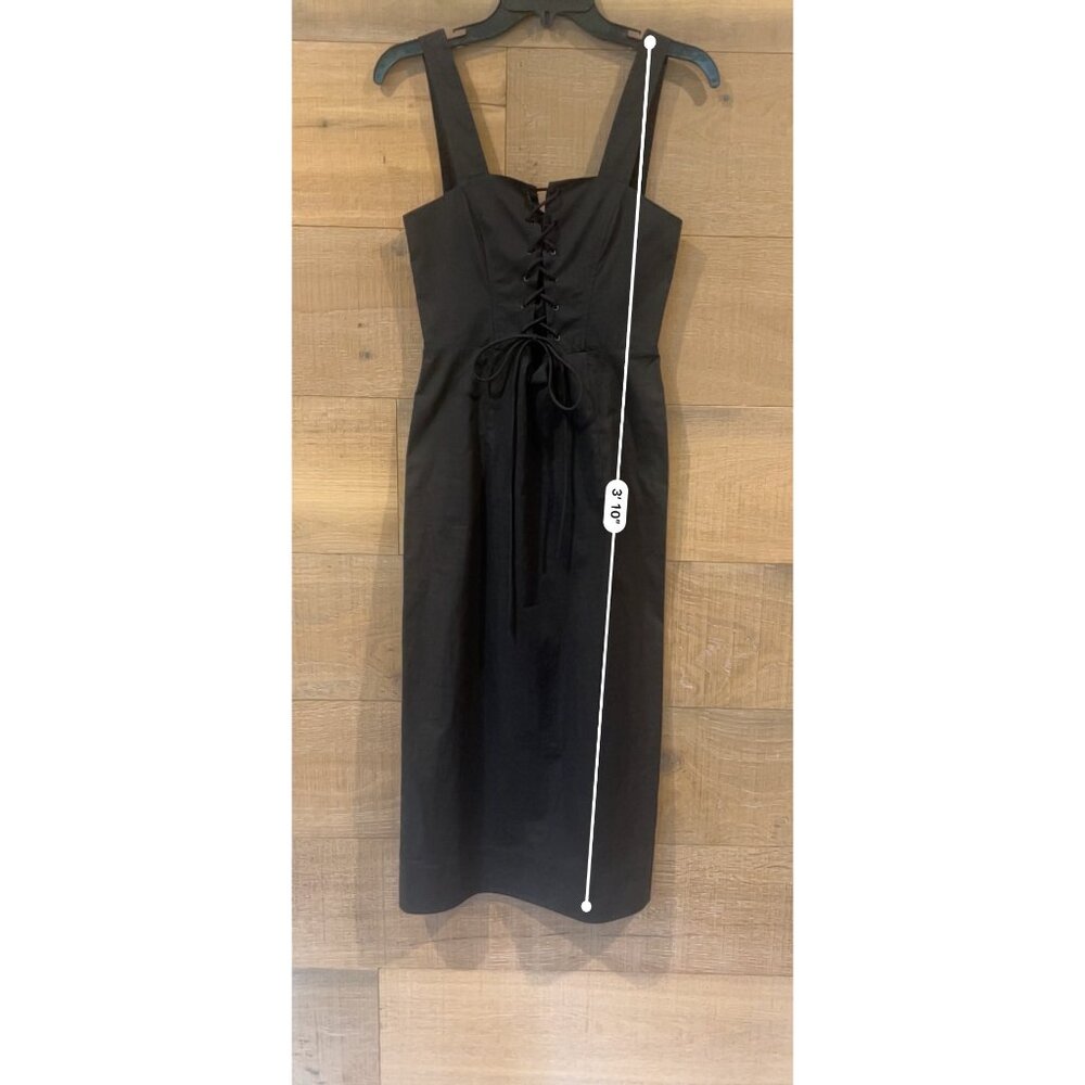 STAUD Sutton Lace Up black Midi Dress size 6 - Picture 9 of 11